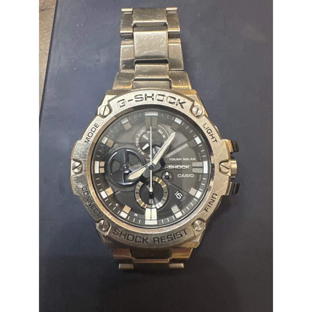 Casio G-Shock G-Steel GST-B100 Tough Solar Bluetooth Mens Watch Silver Steel